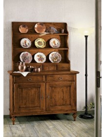 MOBILI 2G - MADIA CREDENZA PIATTAIA IN LEGNO TINTA NOCE L.137 P.50 H.200 (516+517) (516+517) vista frontale