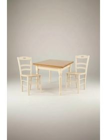 Set tavolo quadrato bicolore 80x80 90x90 100x100 allungabile con 4/6 sedie seduta legno