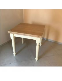 Set tavolo quadrato bicolore 80x80 90x90 100x100 allungabile con 4/6 sedie seduta legno