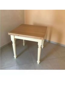 Tavolo quadrato allungabile tornito shabby legno bicolore 80x80 90x...