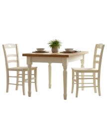 Set tavolo quadrato bicolore 80x80 90x90 100x100 allungabile con 4/6 sedie seduta legno