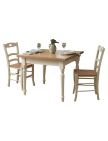 Set tavolo quadrato bicolore 80x80 90x90 100x100 allungabile con 4/6 sedie seduta paglia
