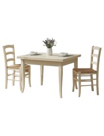Set tavolo quadrato avorio 80x80 90x90 100x100 allungabile con 4/6 sedie seduta paglia