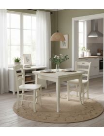 Set tavolo quadrato avorio 80x80 90x90 100x100 allungabile con 4/6 sedie seduta legno