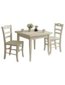 Set tavolo quadrato avorio 80x80 90x90 100x100 allungabile con 4/6 sedie seduta legno
