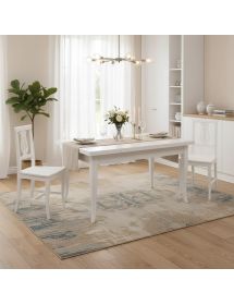 Set tavolo rettangolare 120x80 130x85 140x80 160x85 allungabile con 4/6 sedie legno seduta legno