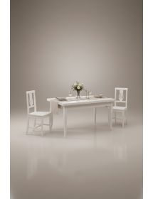 Set tavolo rettangolare 120x80 130x85 140x80 160x85 allungabile con 4/6 sedie legno seduta legno