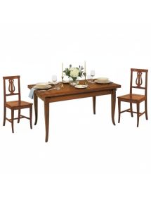 Set tavolo rettangolare 120x80 130x85 140x80 160x85 allungabile con 4/6 sedie legno seduta legno
