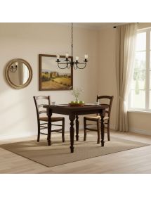 Set tavolo quadrato arte povera gamba tornita 90x90 100x100 allunga...