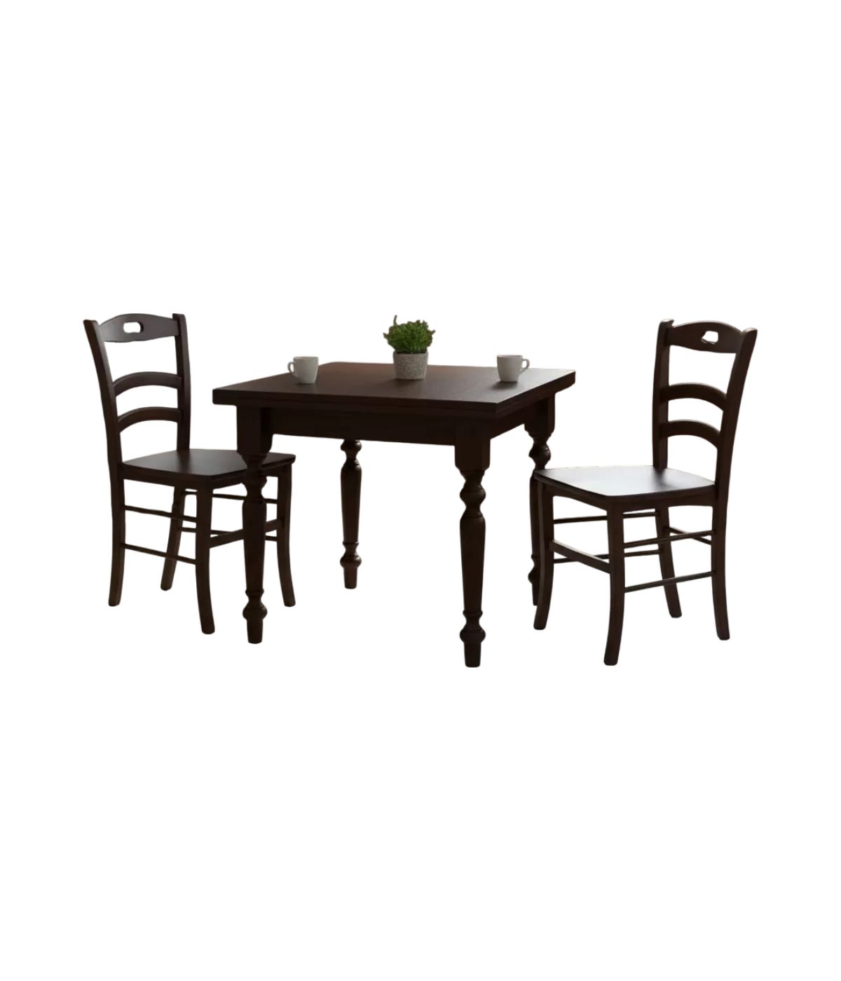 Set tavolo quadrato arte povera gamba tornita 90x90 100x100 allunga...
