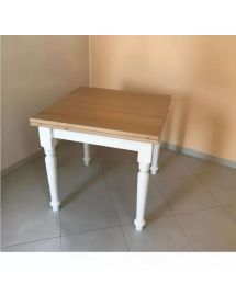 Tavolo quadrato allungabile tornito shabby legno bicolore 80x80 90x...