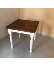 Tavolo quadrato allungabile tornito shabby legno bicolore 80x80 90x...