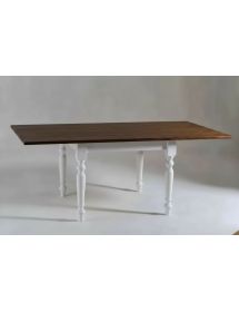 Tavolo quadrato allungabile tornito shabby legno bicolore 80x80 90x...