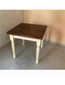 Tavolo quadrato allungabile tornito shabby legno bicolore 80x80 90x...