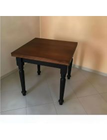Tavolo quadrato allungabile tornito shabby legno bicolore 80x80 90x...