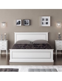MOBILI 2G - LETTO MATRIMONIALE SHABBY CHIC BIANCO LEGNO MASSELLO