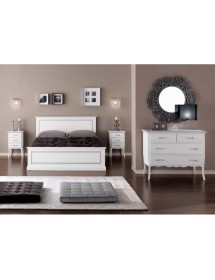 MOBILI 2G - LETTO MATRIMONIALE SHABBY CHIC BIANCO LEGNO MASSELLO