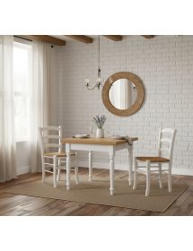 Set tavolo quadrato bicolore 80x80 90x90 100x100 allungabile con 4/6 sedie seduta paglia