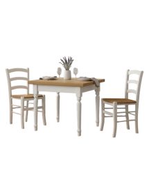 Set tavolo quadrato bicolore 80x80 90x90 100x100 allungabile con 4/6 sedie seduta paglia