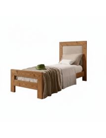 Letto singolo cortina imbottito tessuto legno naturale abete 112X208X130