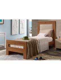 Letto singolo cortina imbottito tessuto legno naturale abete 112X208X130