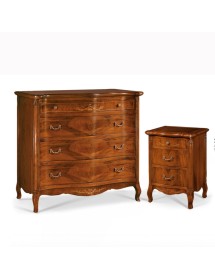 MOBILI 2G - COMODINO IN LEGNO 3 CASSETTI CON INTARSIO L.58 P.40 H.78