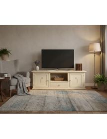Porta tv 2 ante 1 cassetto legno shabby avorio anticato decori 160x...