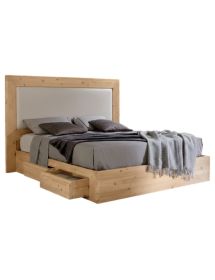 MOBILI 2G - LETTO CORTINA MATRIMONIALE IN LEGNO MASSELLO DI ABETE 4 CASSETTI