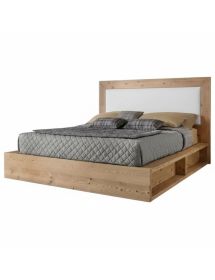 LETTO CORTINA MATRIMONIALE IN LEGNO MASSELLO DI ABETE CON VANI LATERALI