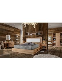 LETTO CORTINA MATRIMONIALE IN LEGNO MASSELLO DI ABETE CON VANI LATERALI