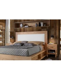 LETTO CORTINA MATRIMONIALE IN LEGNO MASSELLO DI ABETE CON VANI LATERALI