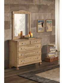 CASSETTIERA CORTINA 5 CASSETTI IN LEGNO MASSELLO DI ABETE 118x52x99