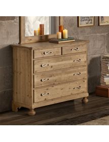 CASSETTIERA CORTINA 5 CASSETTI IN LEGNO MASSELLO DI ABETE 118x52x99