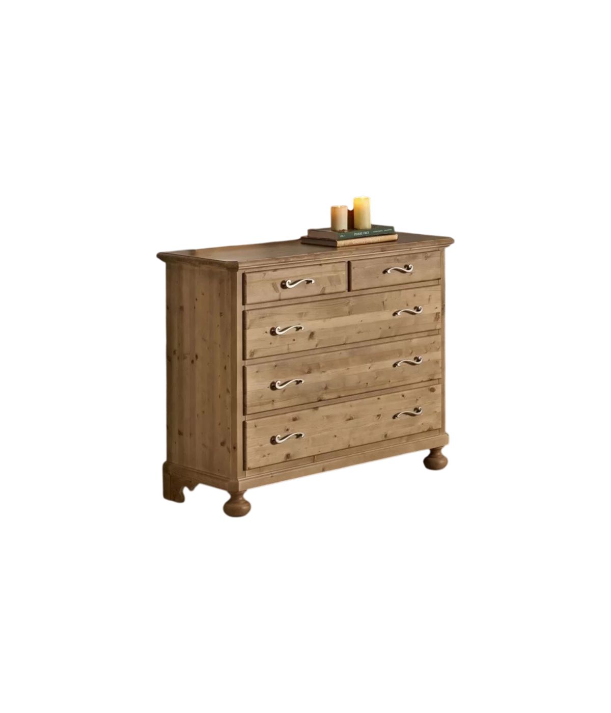 CASSETTIERA CORTINA 5 CASSETTI IN LEGNO MASSELLO DI ABETE 118x52x99