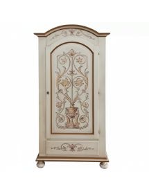 Armadio 1 porta legno shabby bianco invecchiato decorato 96X56X196