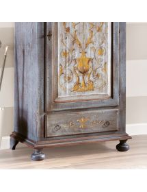 Armadio 1 porta legno shabby grigio invecchiato decorato 96X56X196