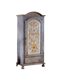 Armadio 1 porta legno shabby grigio invecchiato decorato 96X56X196