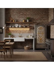 Armadio 1 porta legno shabby grigio invecchiato decorato 96X56X196