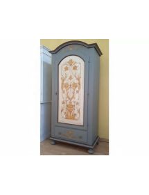 Armadio 1 porta legno shabby grigio decorato 96X56X196