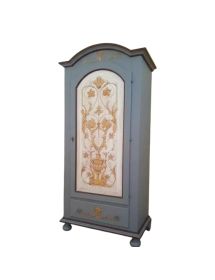 Armadio 1 porta legno shabby grigio decorato 96X56X196