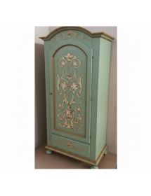 Armadio 1 porta legno shabby verde salvia decorato 96X56X196