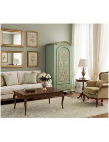 Armadio 1 porta legno shabby verde salvia decorato 96X56X196