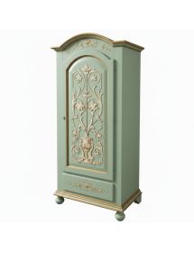 Armadio 1 porta legno shabby verde salvia decorato 96X56X196