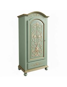 Armadio 1 porta legno shabby verde salvia decorato 96X56X196
