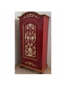 Armadio 1 porta legno shabby rosso invecchiato decorato 96X56X196