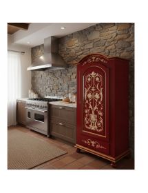 Armadio 1 porta legno shabby rosso invecchiato decorato 96X56X196