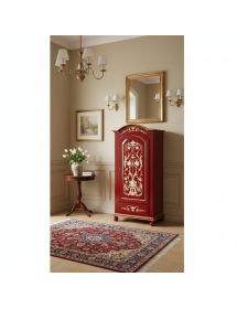 Armadio 1 porta legno shabby rosso invecchiato decorato 96X56X196
