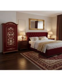 Armadio 1 porta legno shabby rosso invecchiato decorato 96X56X196