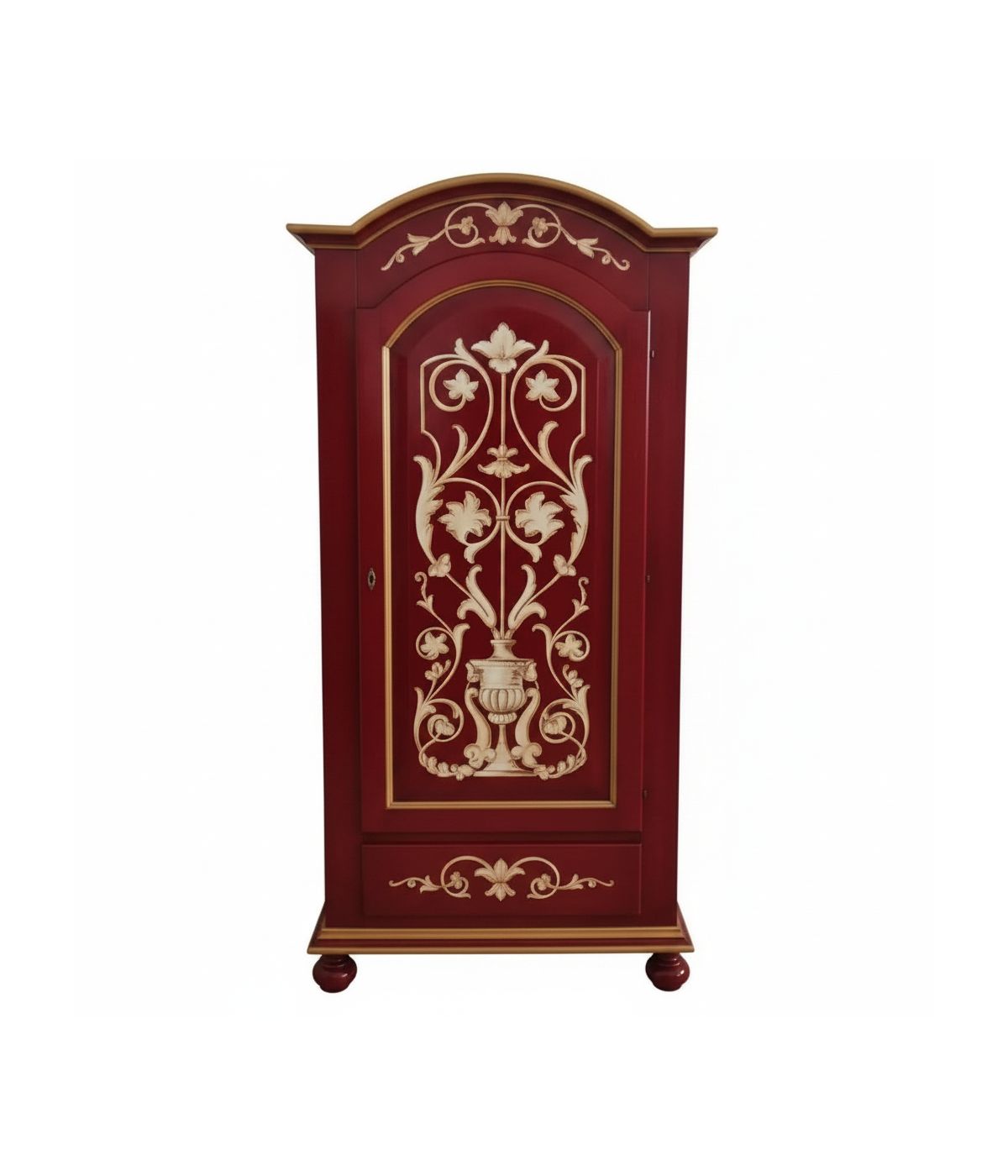 Armadio 1 porta legno shabby rosso invecchiato decorato 96X56X196