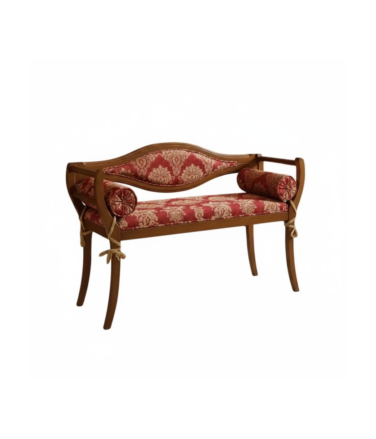 DIVANETTO IMBOTTITO IN LEGNO CON FREGI 103x38x77